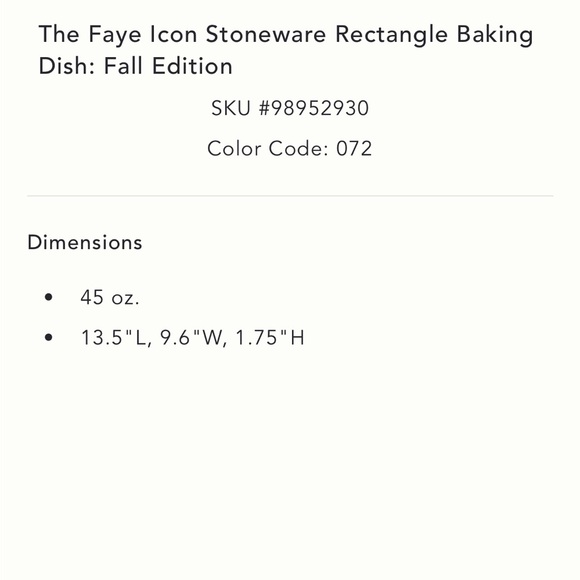 Faye x Anthropologie stoneware rectangular baking dish - Picture 5 of 7